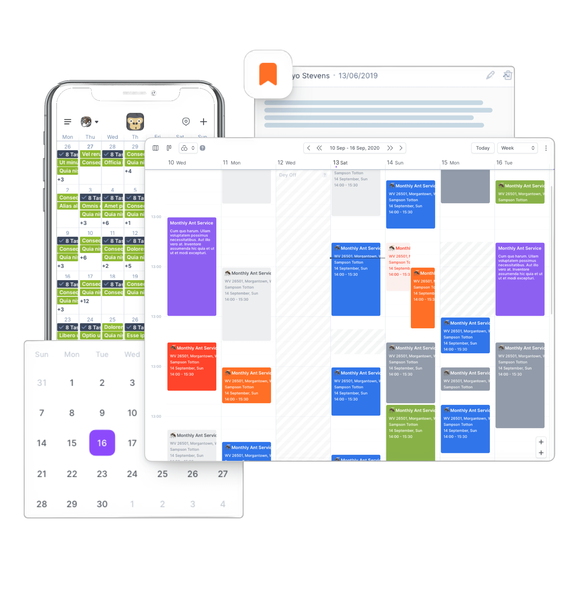 GorillaDesk web dashboard showing scheduling and operations for a local service business